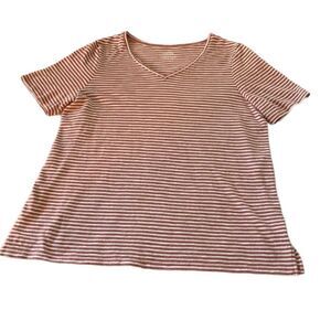 Red & White Striped short sleeve top Large